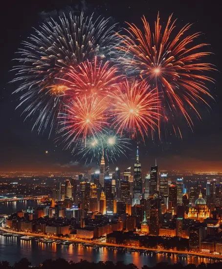 fireworks over the city
