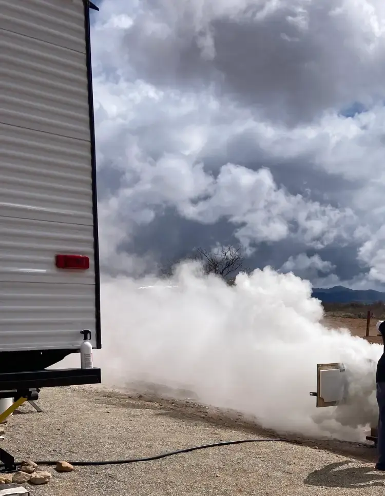 Solar generator fire smoke