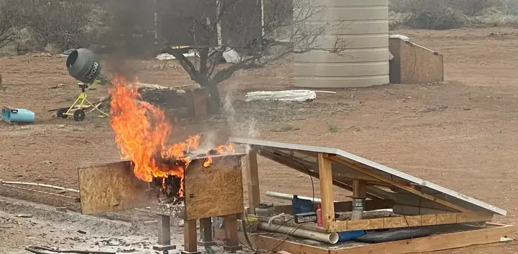 Solar generator fire flames