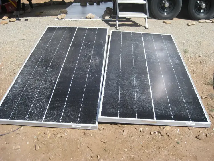 Ash covered solar panels