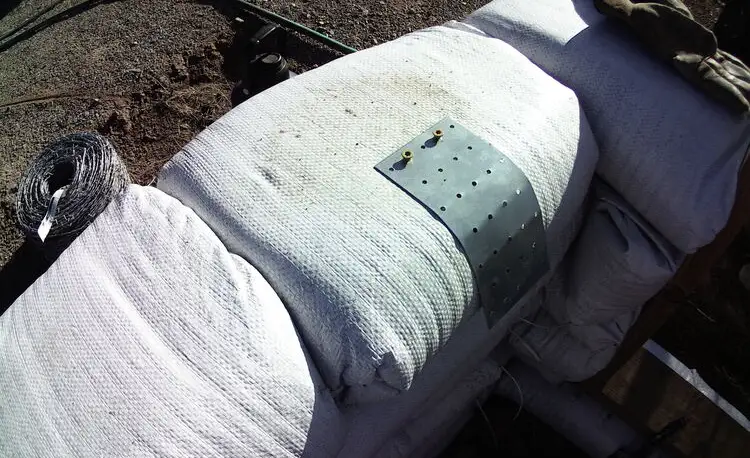 Metal plates in place