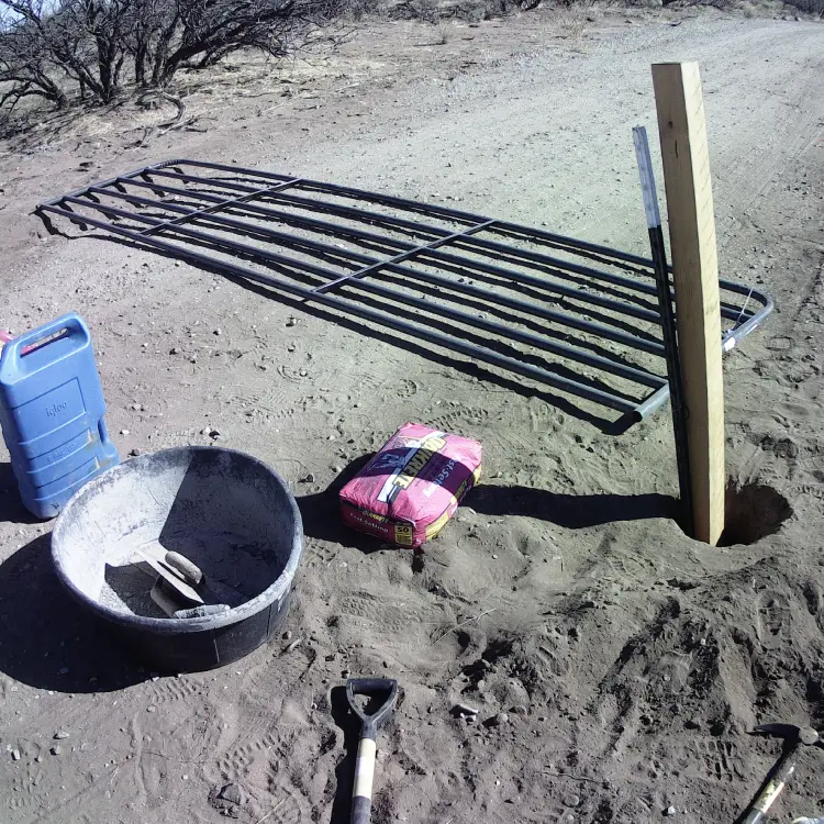 Gate on ground before being hung