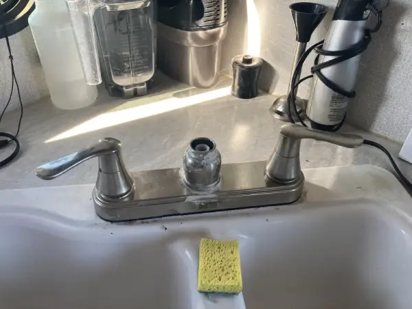 Faucet partially removed