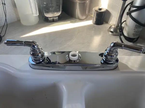 New faucet partially installed