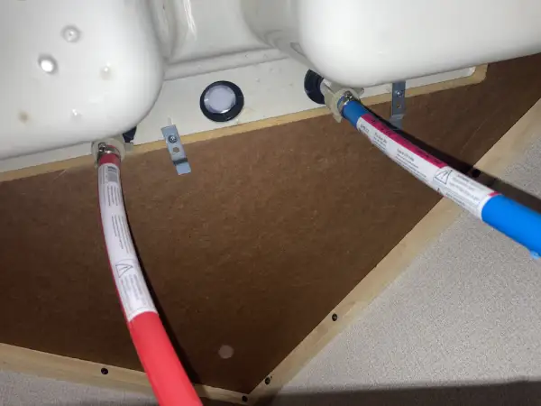 Hot and cold water lines